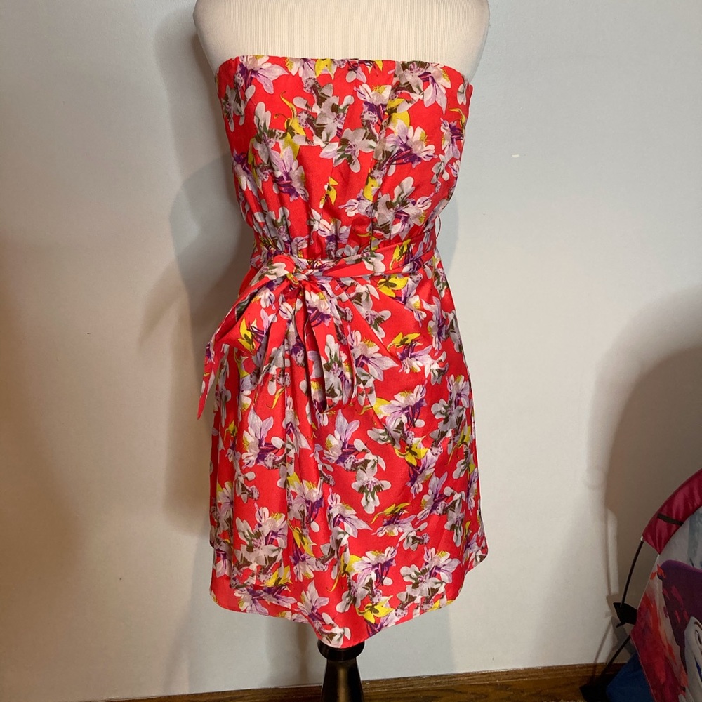 Strapless Floral Dress